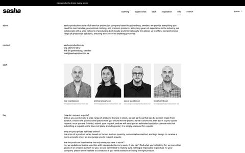 Fredrik Nathorst, Website for Sasha Production